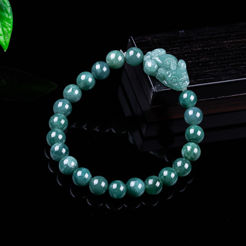 Woman Accessory - Natural Burmese Jadeite Pixiu Bracelet Vintage
