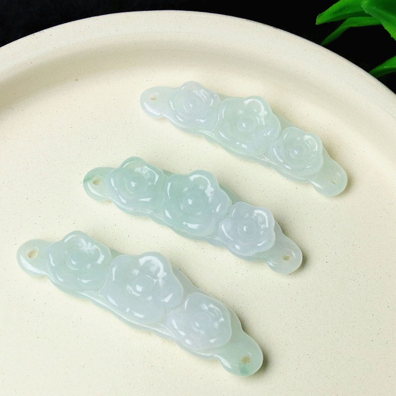 Woman Accessory - 1pc Natural Jadeite Emerald Flower Hand