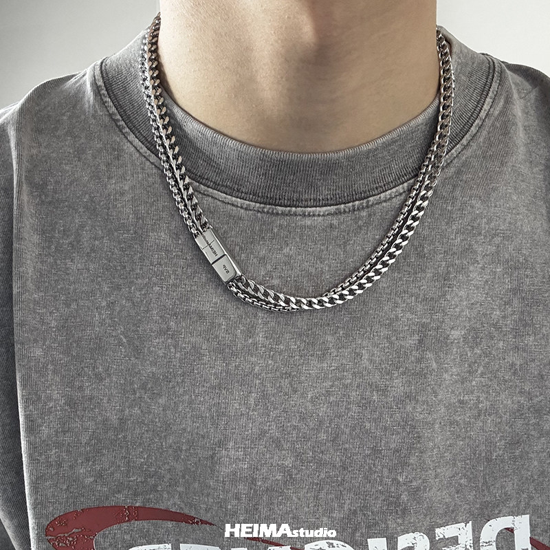 Hip-Hop Titanium Steel Double  - Charm Necklace Dainty ulasan dan harga