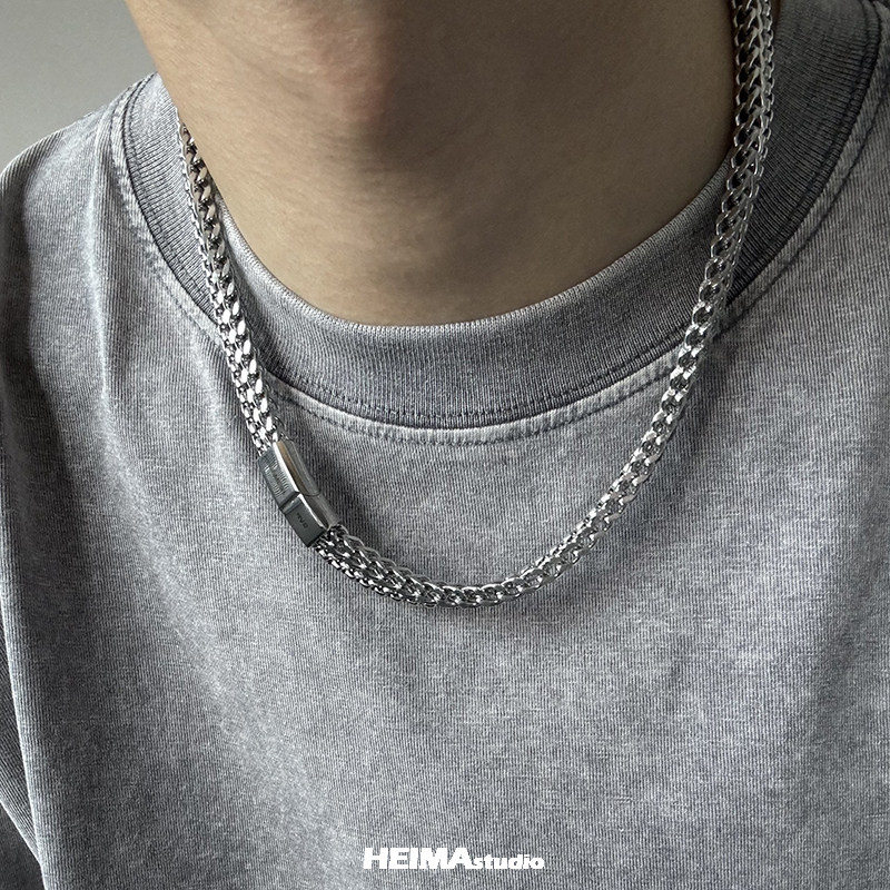 Hip-Hop Titanium Steel Double  - Charm Necklace Dainty ulasan dan harga