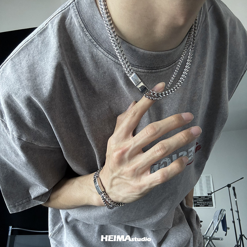 Hip-Hop Titanium Steel Double  - Charm Necklace Dainty ulasan dan harga
