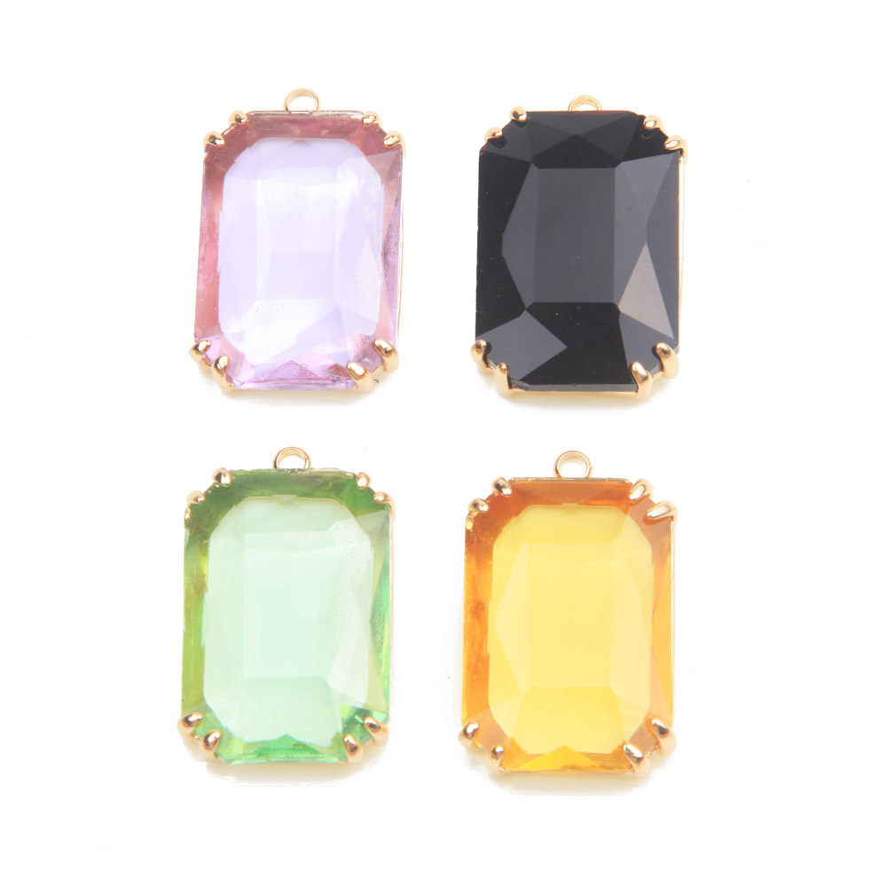 4PCS Dainty rectangle Faceted  - Charm Necklace Dainty ulasan dan harga