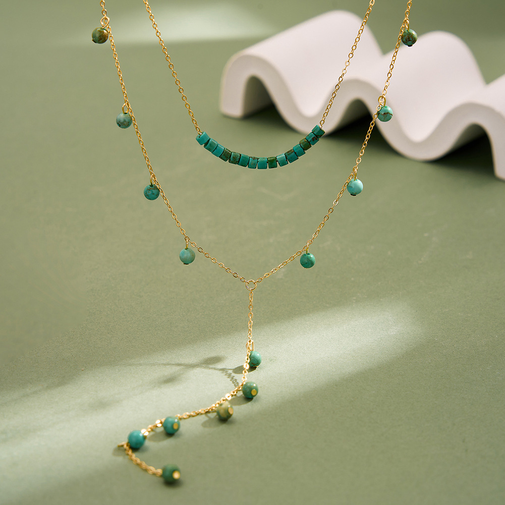 925 Sterling Silver Turquoise  - Charm Necklace Dainty ulasan dan harga