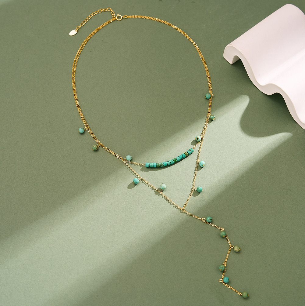 925 Sterling Silver Turquoise  - Charm Necklace Dainty ulasan dan harga