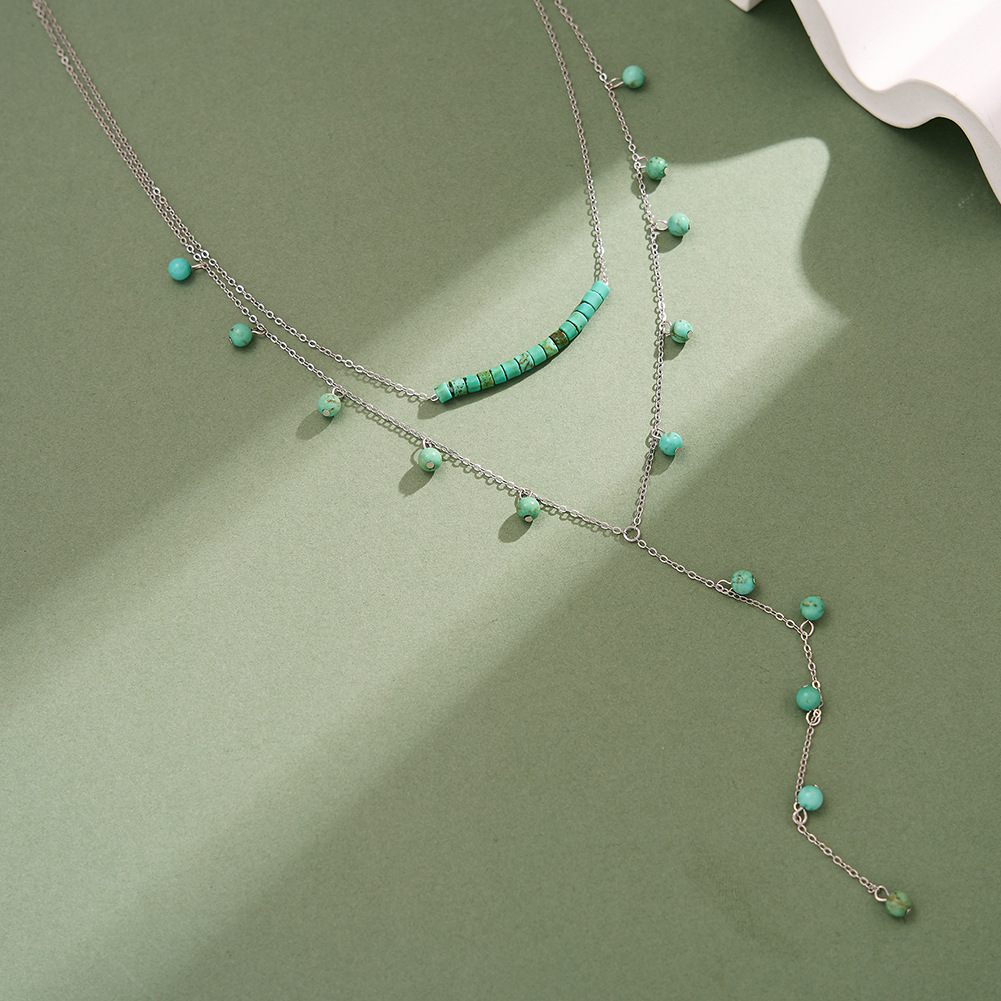 925 Sterling Silver Turquoise  - Charm Necklace Dainty ulasan dan harga