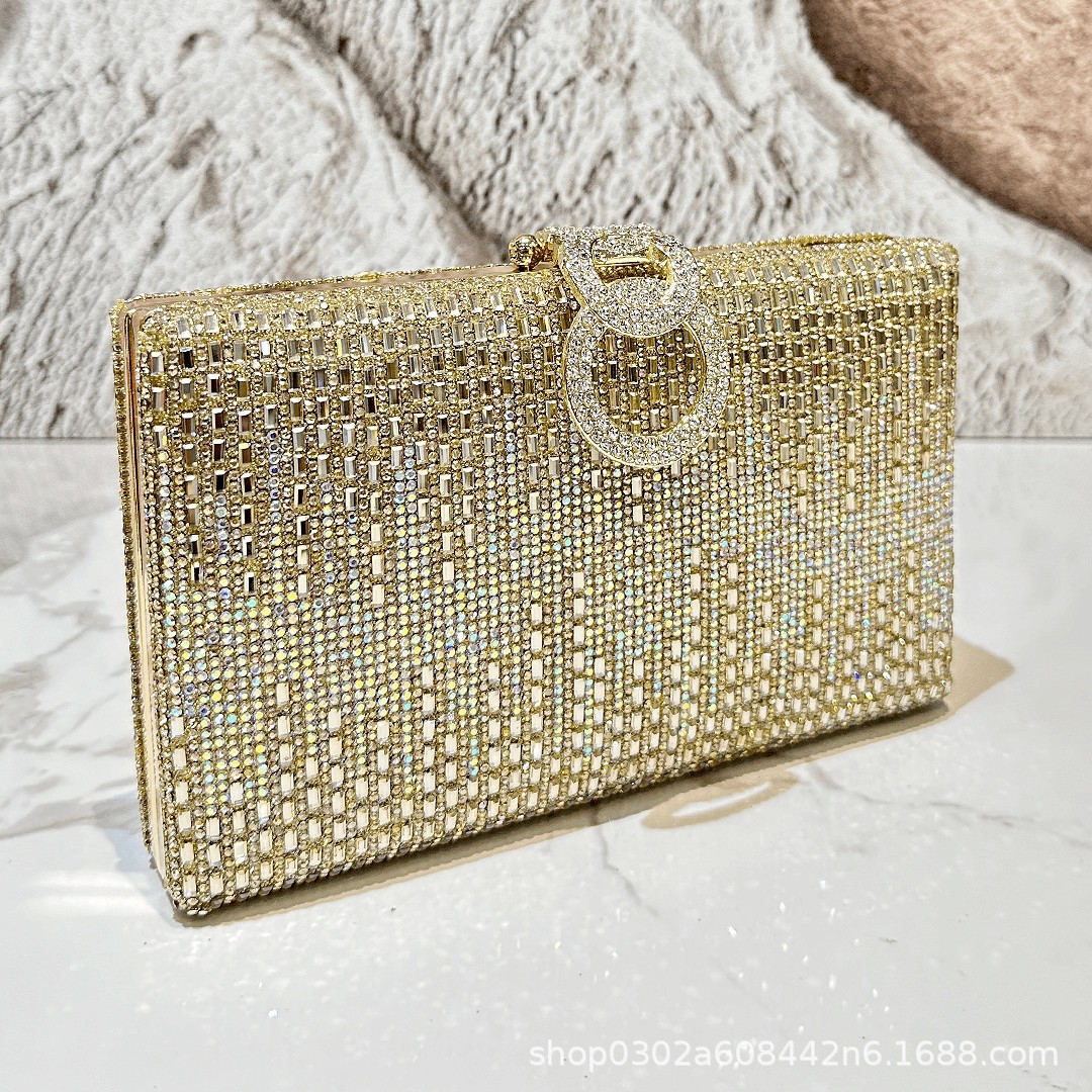 Shiny Rhinestone Evening Dress - Wallet Chain Bag ulasan dan harga