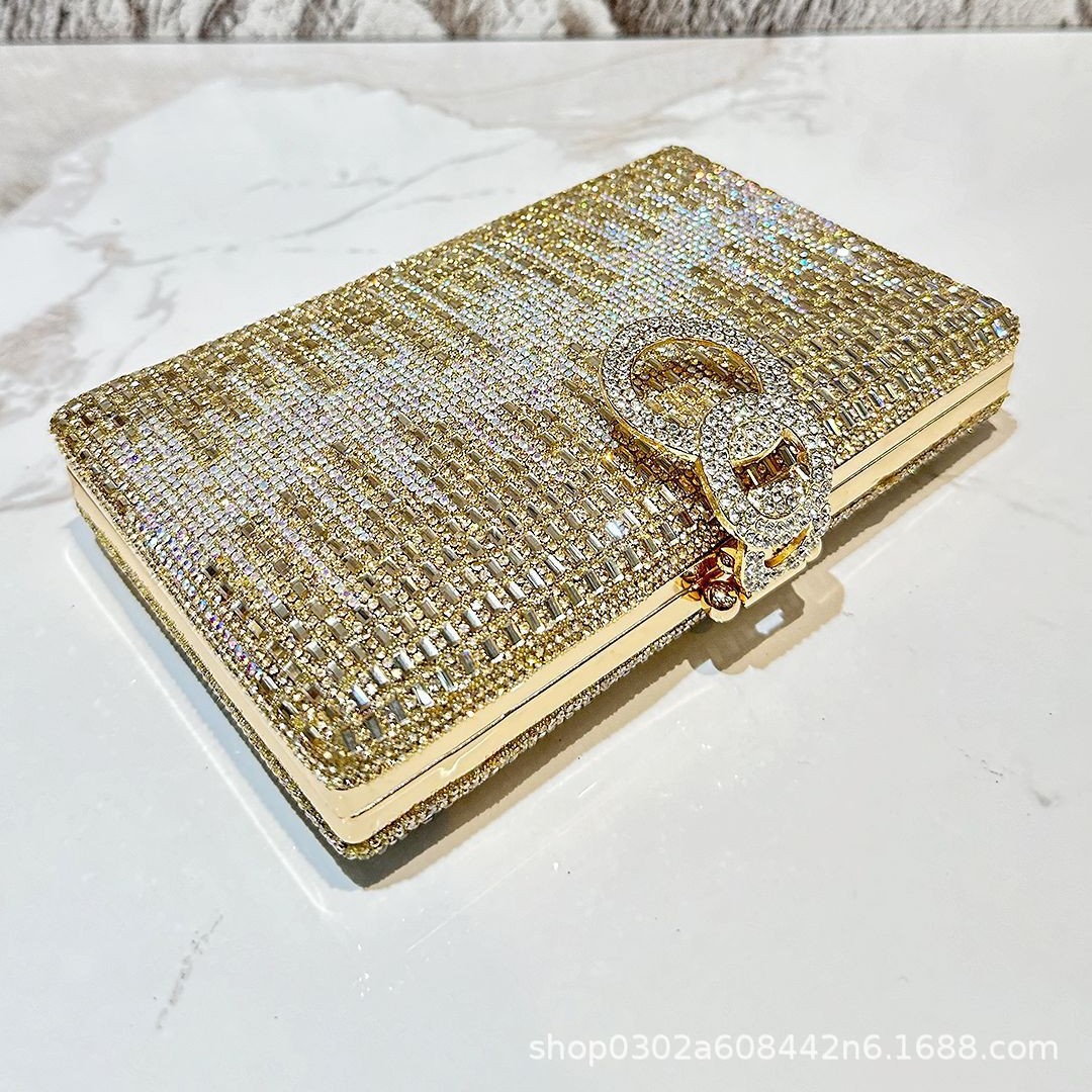 Shiny Rhinestone Evening Dress - Wallet Chain Bag ulasan dan harga