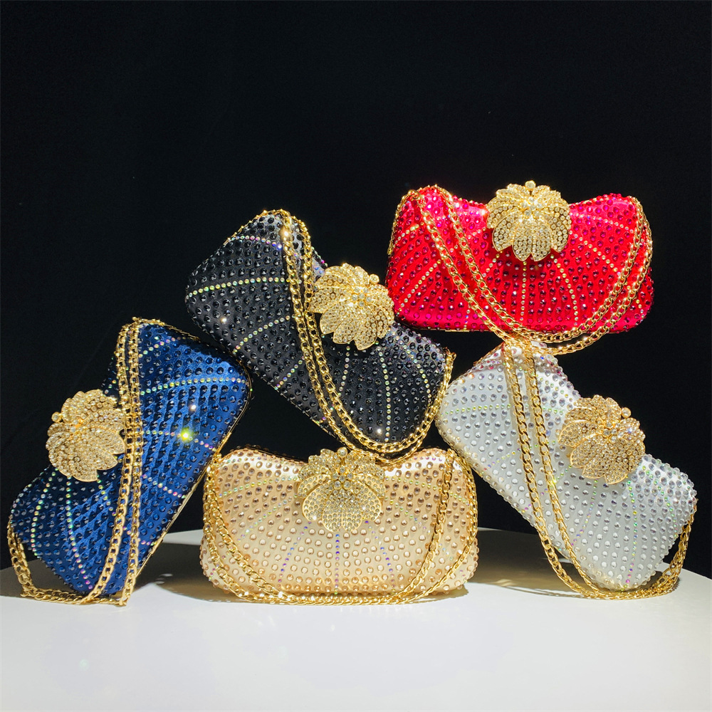Shiny Rhinestone Evening Dress - Wallet Chain Bag ulasan dan harga