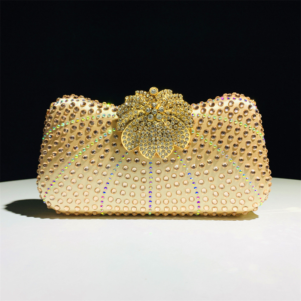 Shiny Rhinestone Evening Dress - Wallet Chain Bag ulasan dan harga