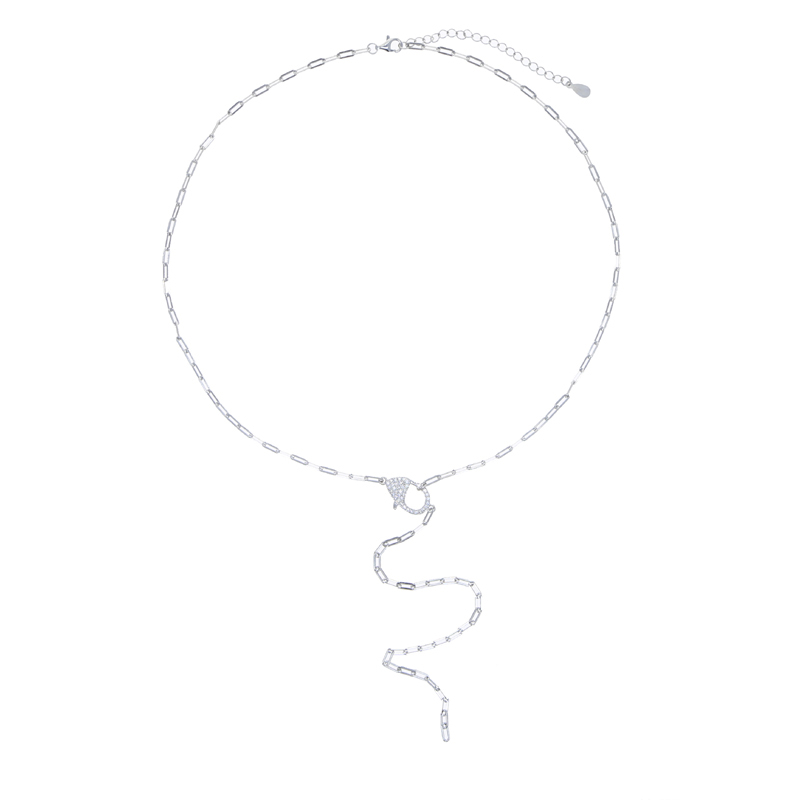Gold Color CZ Diamond Papercli - Charm Necklace Dainty ulasan dan harga
