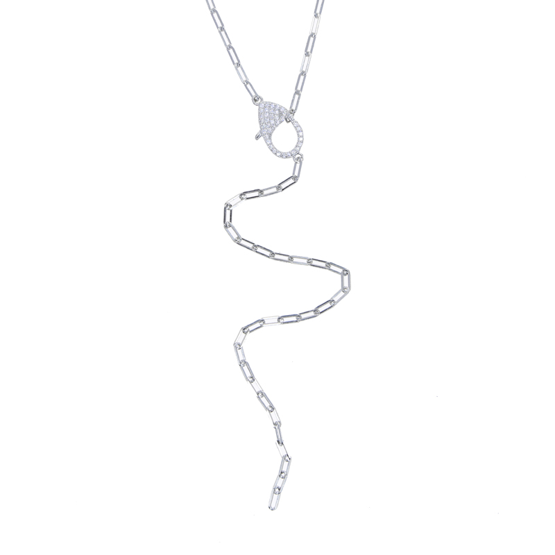 Gold Color CZ Diamond Papercli - Charm Necklace Dainty ulasan dan harga
