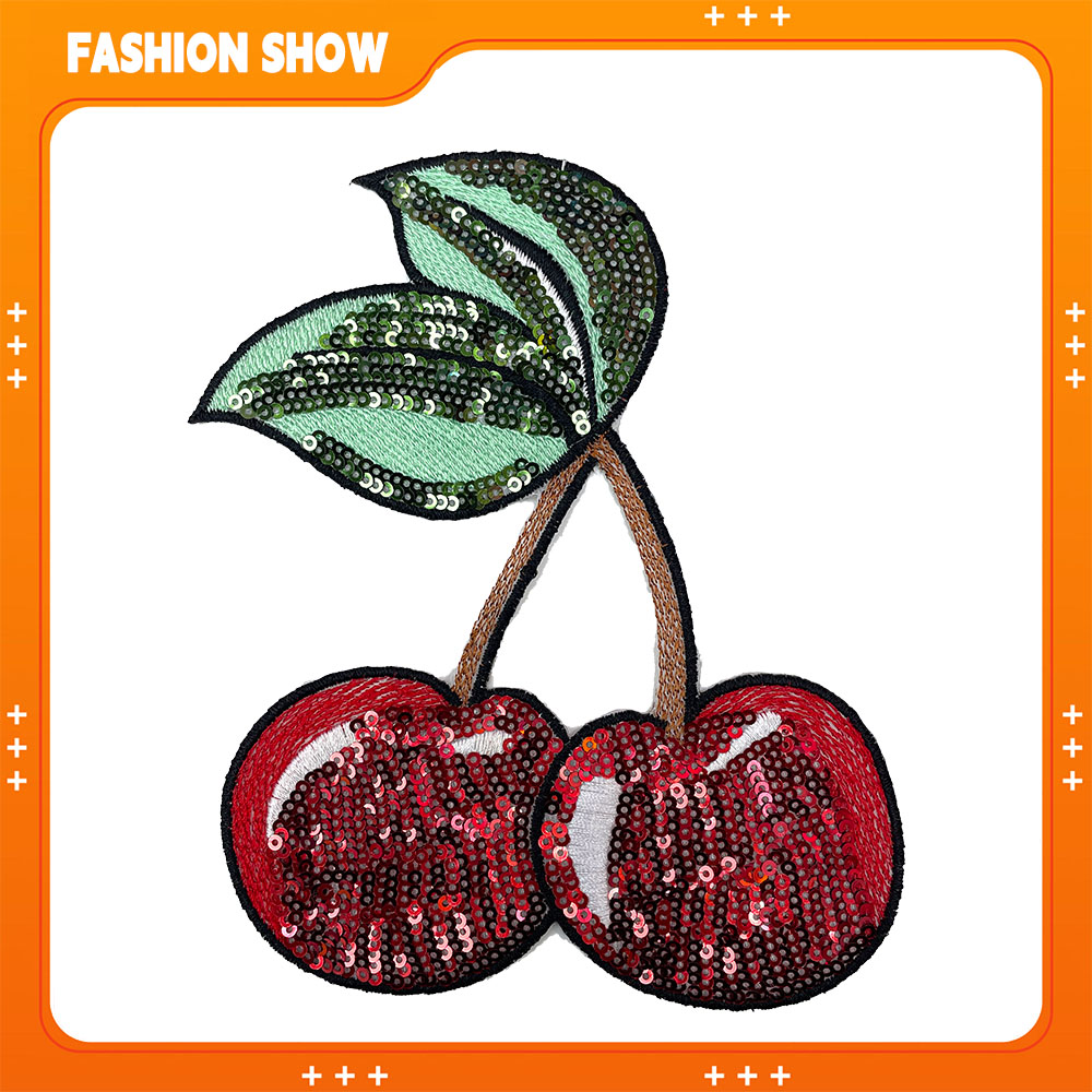Sequin Cherry Embroidery Patch - Accessories Brand For Women ulasan dan harga