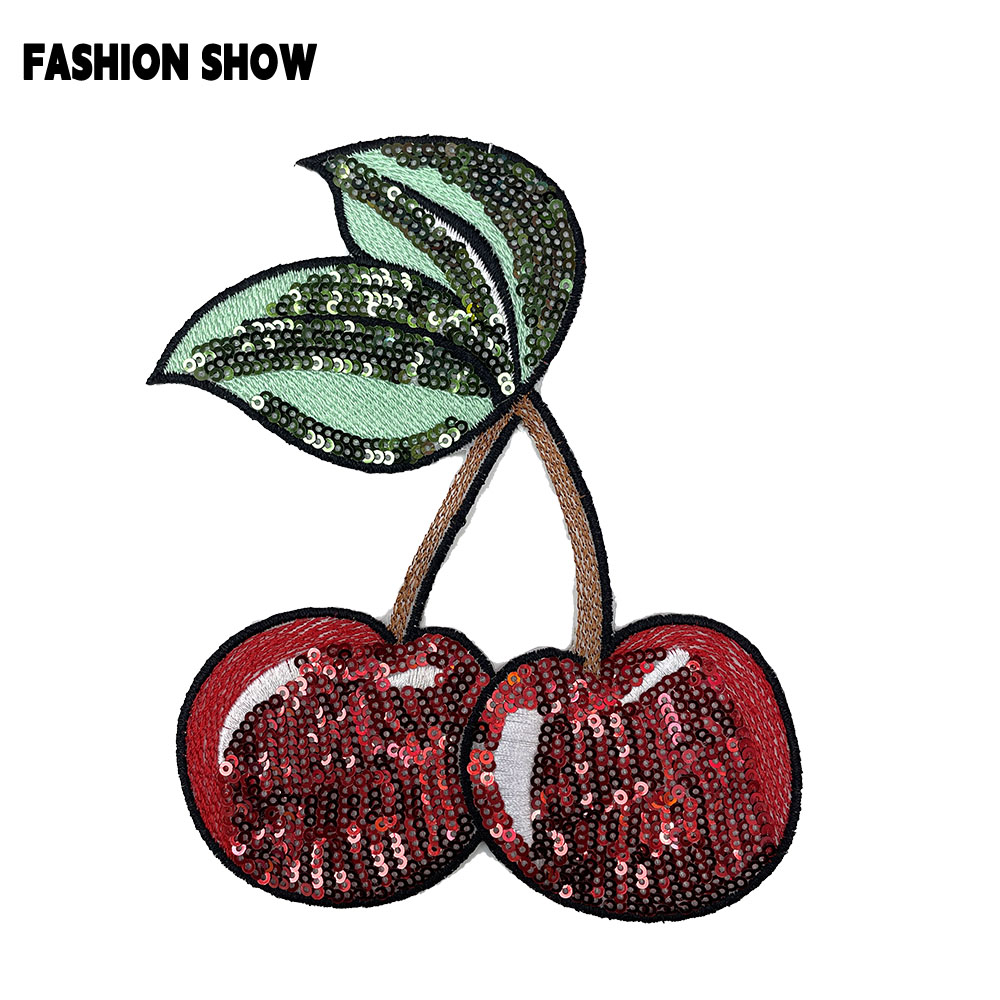 Sequin Cherry Embroidery Patch - Accessories Brand For Women ulasan dan harga