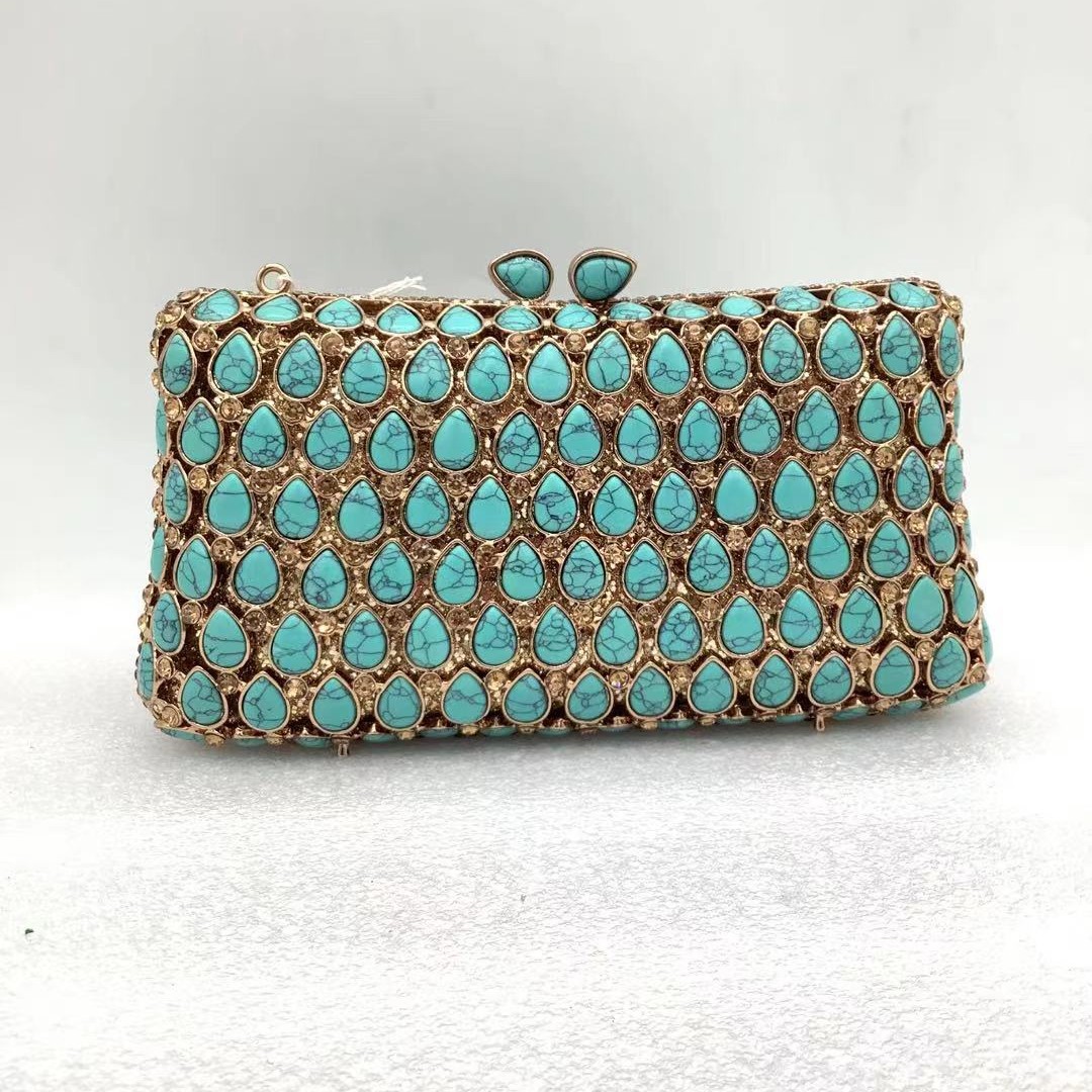 Lady turquoise Evening Clutch  - Wallet Chain Bag ulasan dan harga