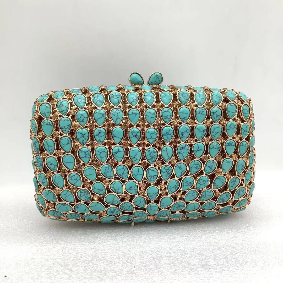 Lady turquoise Evening Clutch  - Wallet Chain Bag ulasan dan harga