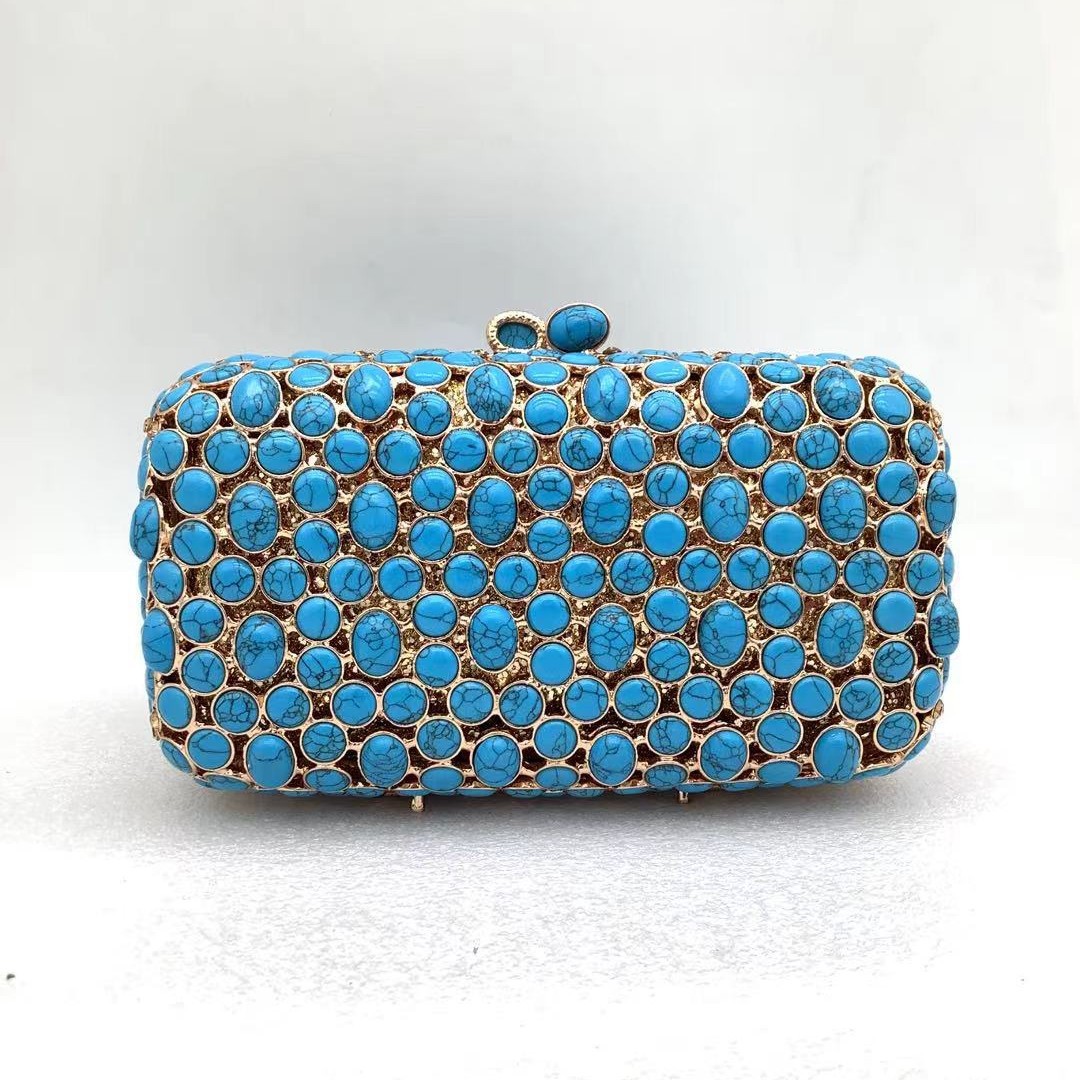 Lady turquoise Evening Clutch  - Wallet Chain Bag ulasan dan harga