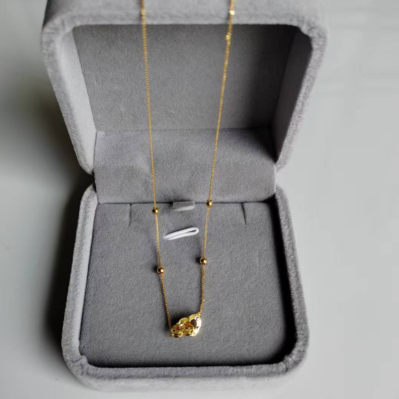 Real 18K gold double heart nec - Charm Necklace Dainty ulasan dan harga
