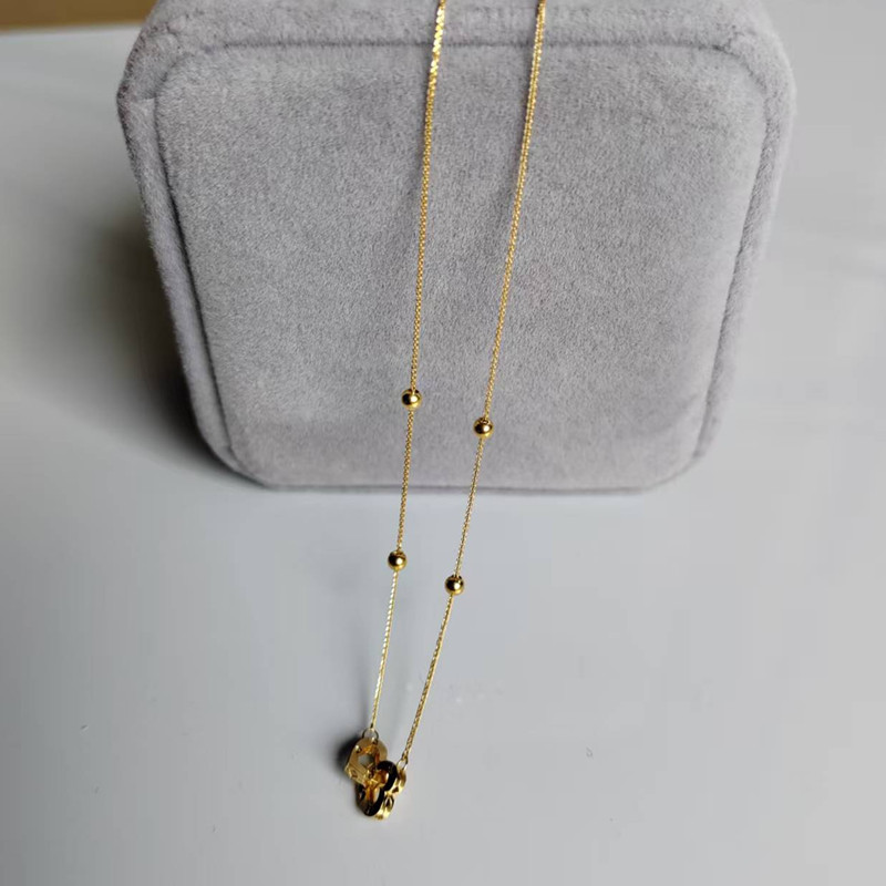 Real 18K gold double heart nec - Charm Necklace Dainty ulasan dan harga