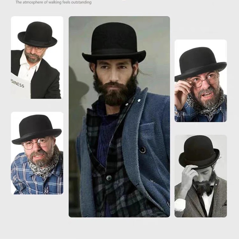 100% Wool Bowler Hat for Men B - Women'S Victorian Era Accessories ulasan dan harga
