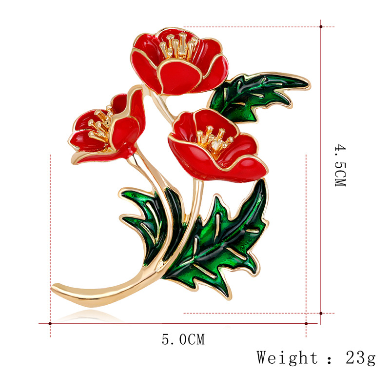 Enameled Red Poppy Flower Broo - Women'S Accessories Uk ulasan dan harga